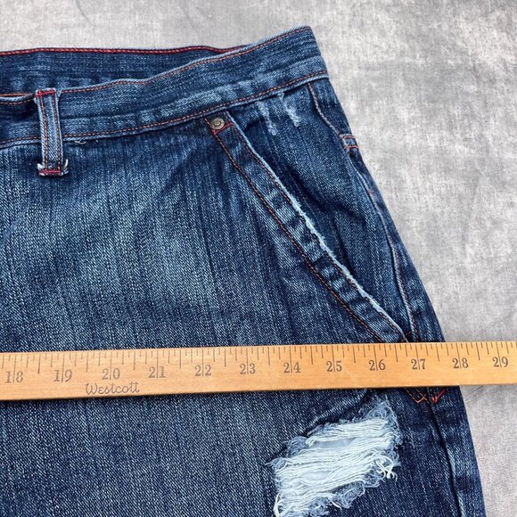 Gilyard Mfg Co Jeans Men 46W x 34L Blue Red Distress Heavy Ounce Y2K Hip Hop‎ - Picture 7 of 14